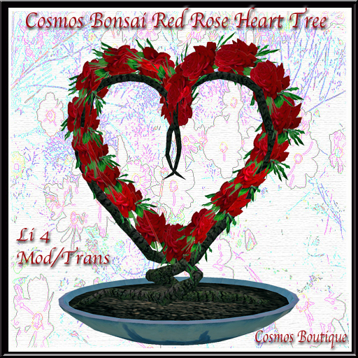 Cosmos Bonsai Red Rose Heart Tree(BOX)