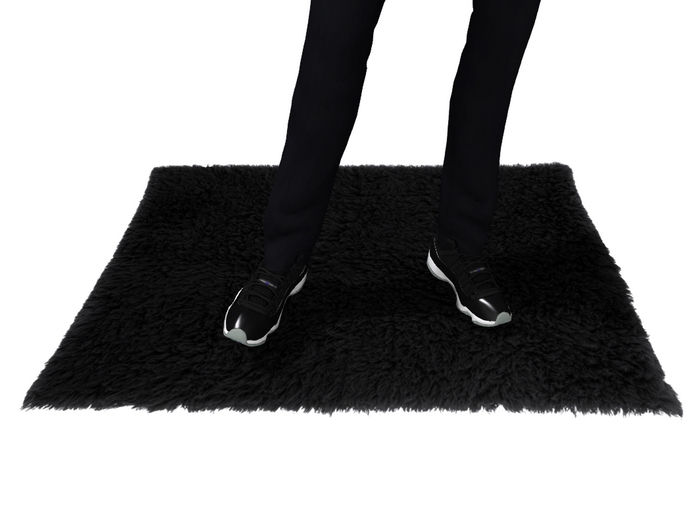 Fluffy Black Rug {mesh} MT