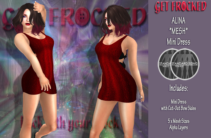 ALINA Mesh Mini Dress with Bows - Red 