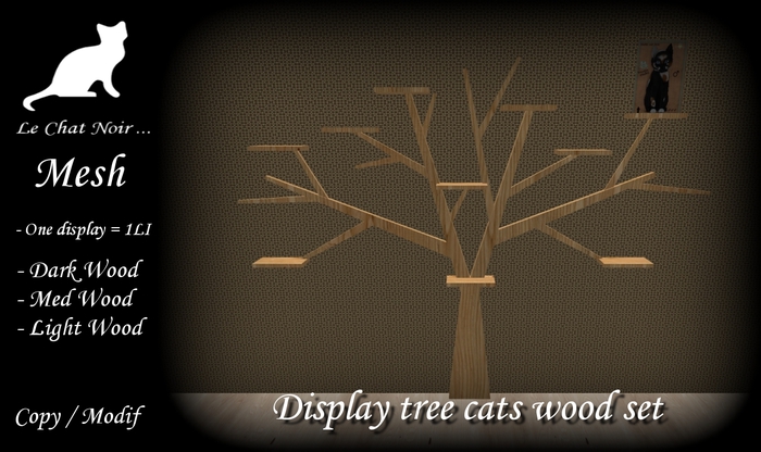 >.<.LCN. DISPLAY TREE CATS WOOD SET