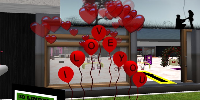 Ballons w. touch off/on hearts flying