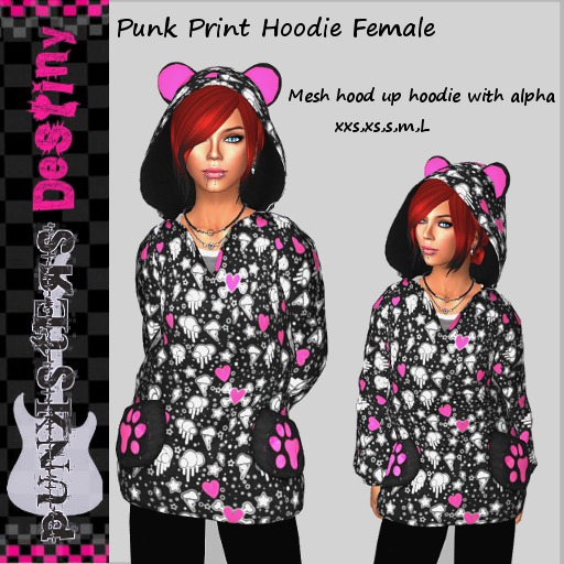 Punk Print Hoodie Female