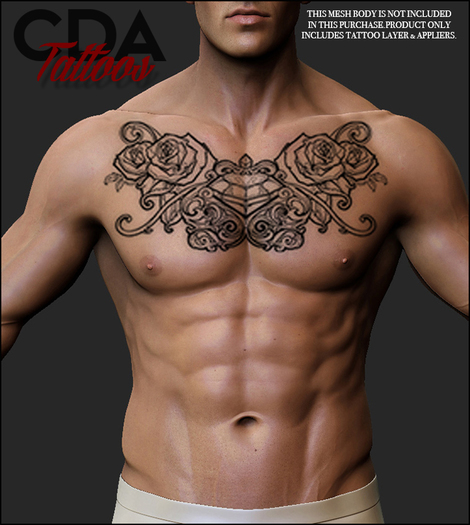 [cda tattoos] Chest Piece - Diamonds & Roses