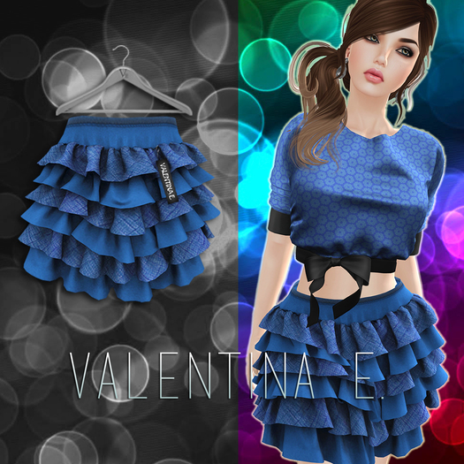 :Valentina E. Adorable Ruffled Skirt Blueberry