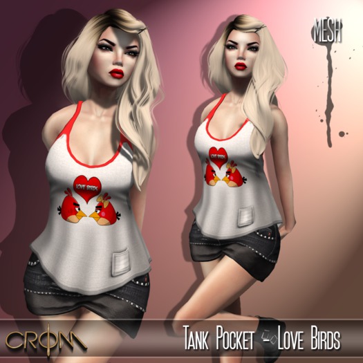 -CroM- Tank Pocket - Love Birds