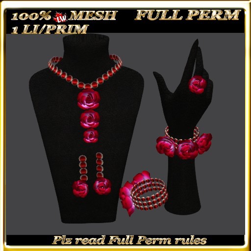 LW_ 3 Roses Mesh Jewelry Set - Full Perm - 3