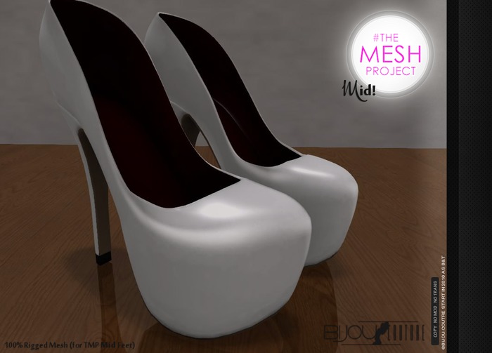 .Bijou || 69 Heels! WHITE ... #TheMeshProject Feet Addon! (new)