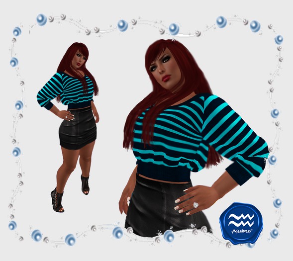 =Aquarius= Mesh Cropped Sweater Blue