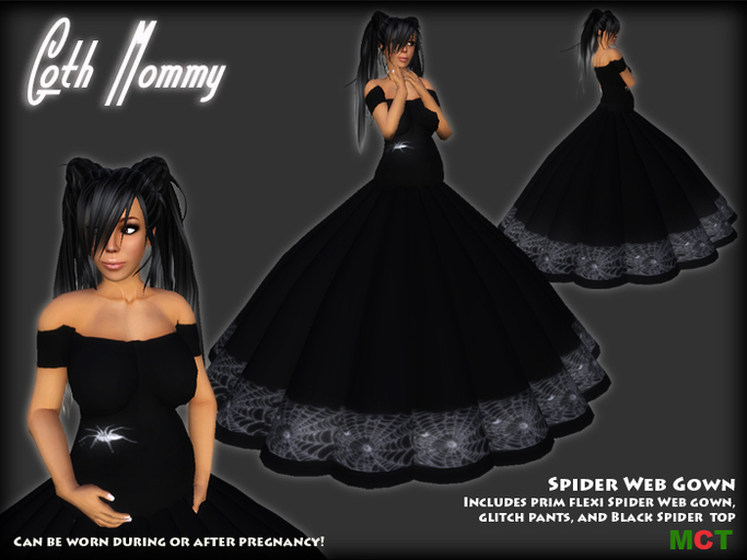 *Goth Mommy* Spider Web Maternity Gown