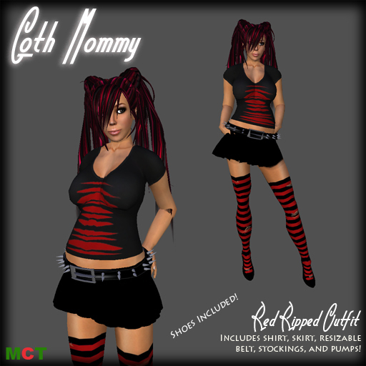 *Goth Mommy* Ripped Maternity Outfit Red