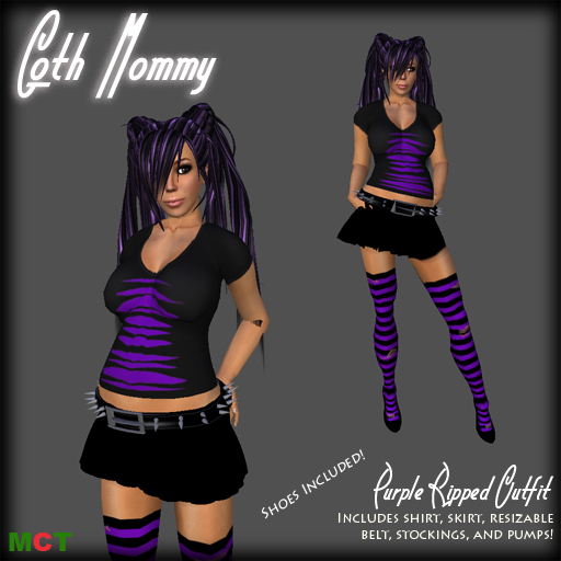 *Goth Mommy* Ripped Maternity Outfit Purple
