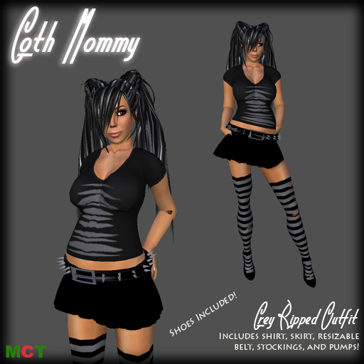 *Goth Mommy* Ripped Maternity Outfit Grey