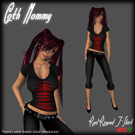 *Goth Mommy* Ripped Maternity T-Shirt Red