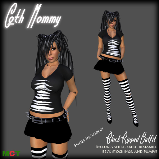 *Goth Mommy* Ripped Maternity Outfit Black