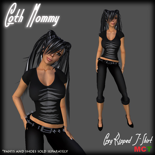*Goth Mommy* Ripped Maternity T-Shirt Grey