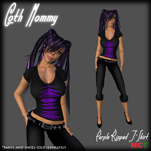 *Goth Mommy* Ripped Maternity T-Shirt Purple