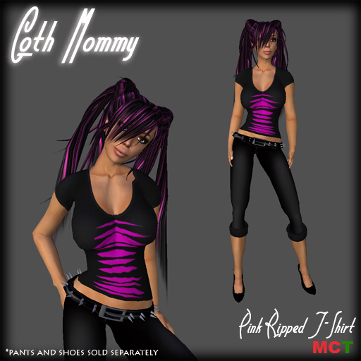 *Goth Mommy* Ripped Maternity T-Shirt Pink