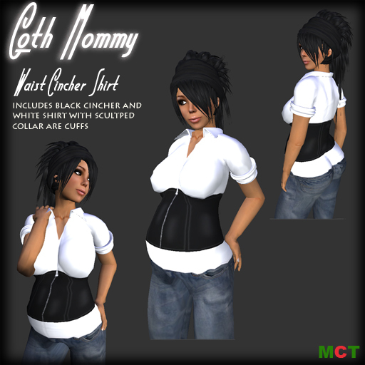 Second Life Marketplace *Goth Mommy* Waist Cincher Maternity Shirt