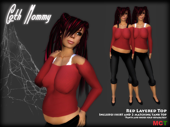 *Goth Mommy* Layered Maternity Top Red