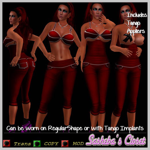 Multi-functional Capri “Tummy Coveralls”  Red