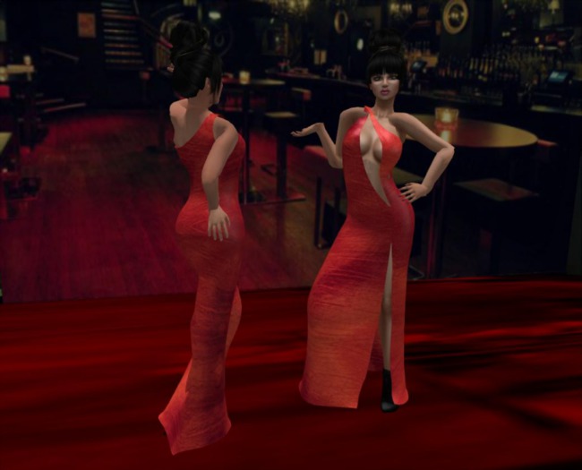 One Shoulder Dress - Red Silk