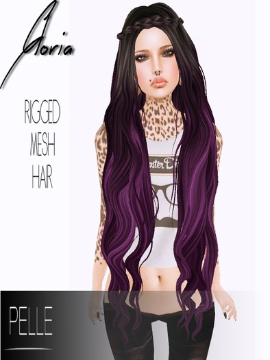 Pelle - GLORIA RIGGED MESH HAIR BLACK PURPLE