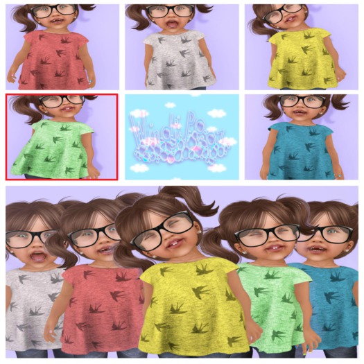 *WindyPopz* Green Birds Tshirt