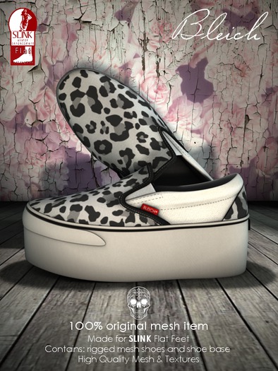 Bleich - Mesh Unisex Slip-On Leopard BW [SLINK FLAT]