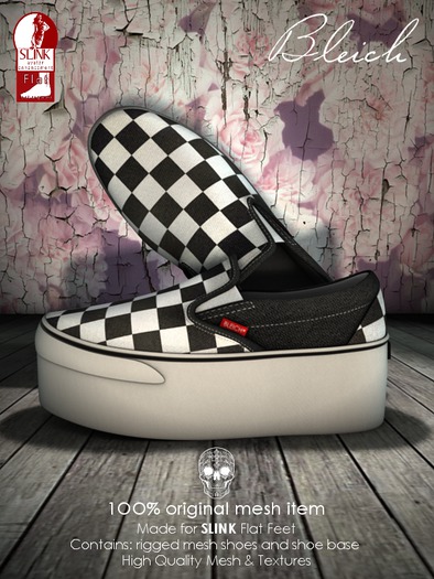 Bleich - Mesh Unisex Slip-On Checkers [SLINK FLAT]
