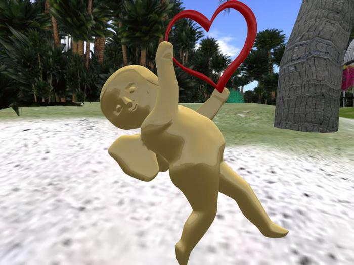 TM Cupid with Heart Statue