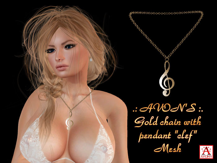 .: AVON'S :. Gold chain with pendant "clef" Mesh