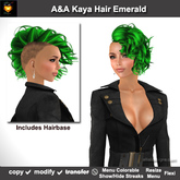 A&A Kaya Hair Emerald (Special Color). Womens side cut punk hairstyle w/menu colorable streaks. Promo Price!