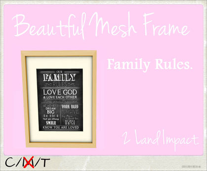Second Life Marketplace - Family Rules frame.