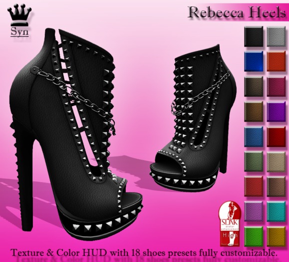 [Syn] Rebecca Heels (Texture & Color HUD, materials enabled, Slink)