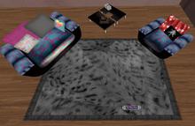 Animal Rug, gray spotted fur folds, 2x 4, mod & transfer