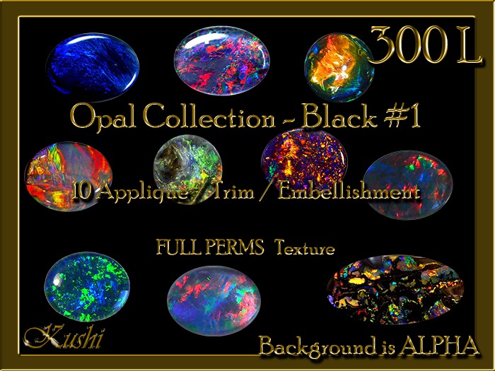 Opal Collection - Black #1 Applique / Jewel / Embellishment/Trim with Alpha Full Perms Materials Ready
