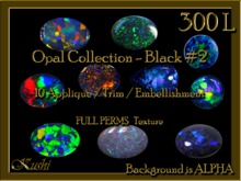 Opal Collection - Black #2 Applique / Jewel / Embellishment/Trim with Alpha Full Perms Materials Ready