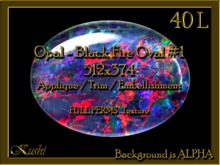 Opal - Black Fire Oval #1 Applique / Jewel / Embellishment/Trim with Alpha Full Perms Materials Ready