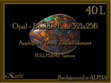 Opal - Boulder Pear Applique / Jewel / Embellishment/Trim with Alpha Full Perms Materials Ready