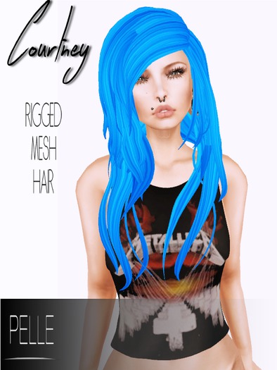 Pelle - COURTNEY RIGGED MESH HAIR AZURE