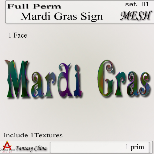 Full Perm Mardi Gras Sign