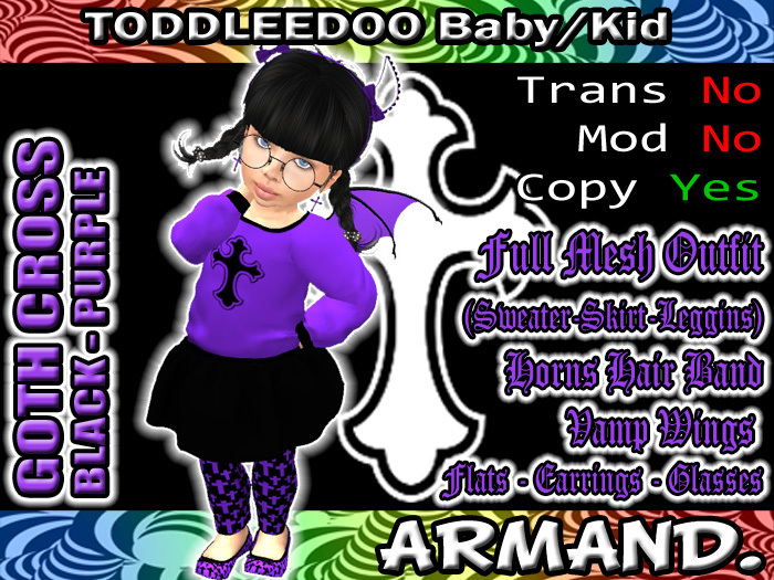 --ARMAND-- GOTH CROSS - BLACK-PURPLE