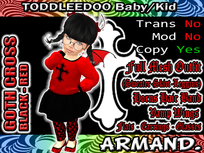 --ARMAND-- GOTH CROSS - BLACK-RED