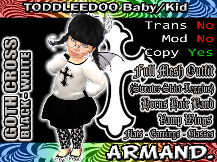 --ARMAND-- GOTH CROSS - BLACK-WHITE