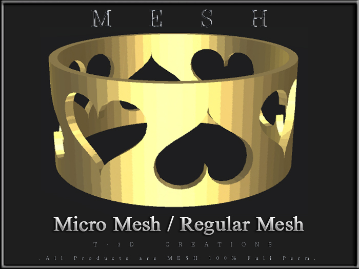 T-3D Creations [ Heart Ring 002 ] Micro MESH / Regular Mesh - Full Perm -