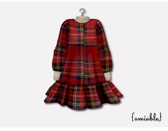 {amiable}Mesh A-Line Girly Checked Coat_Red