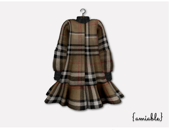 {amiable}Mesh A-Line Girly Checked Coat_Beige