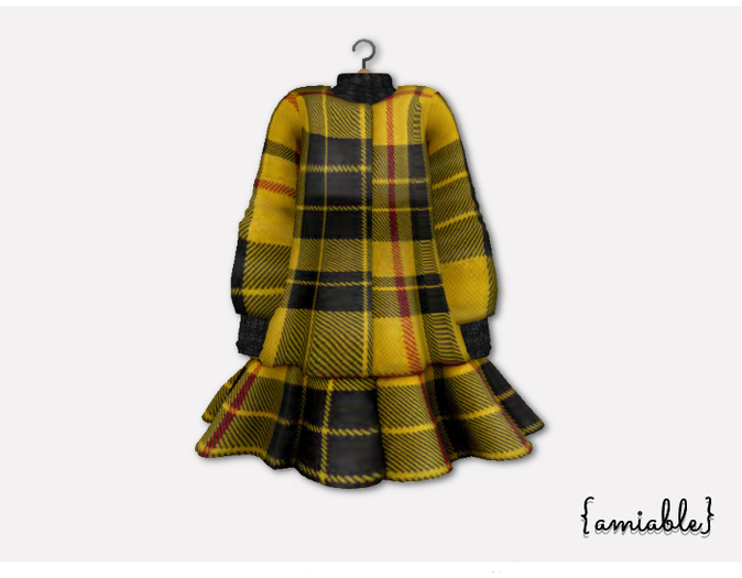 {amiable}Mesh A-Line Girly Checked Coat_Yellow
