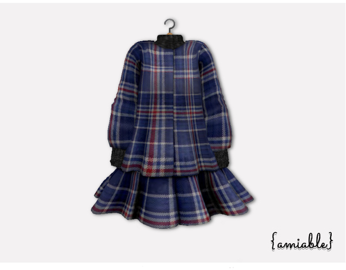 {amiable}Mesh A-Line Girly Checked Coat_Blue