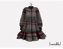 {amiable}Mesh A-Line Girly Checked Coat_Gray